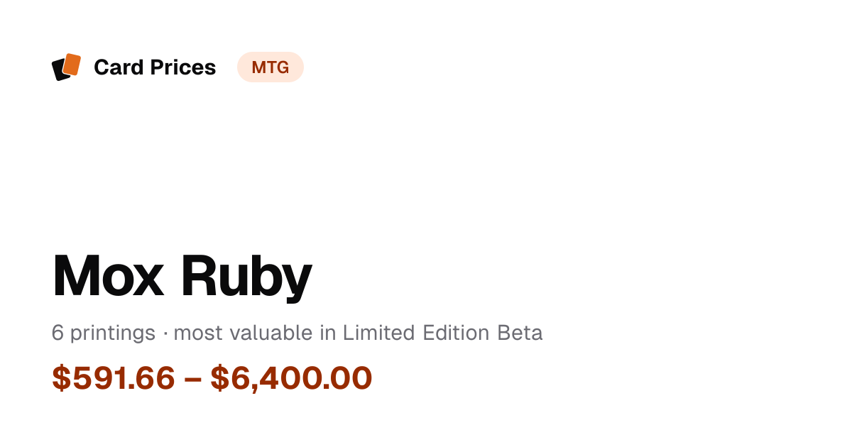 Mox Ruby Price & Value | MTG Card Prices